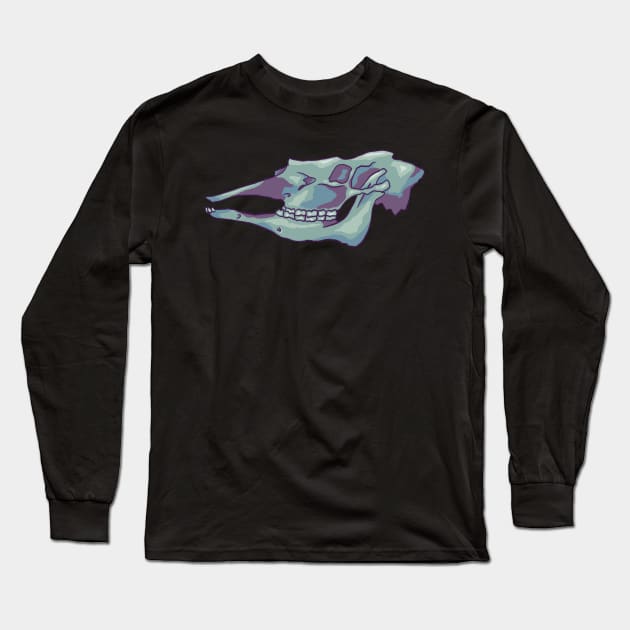 Neon Moose Skull Long Sleeve T-Shirt by elfenthusiast